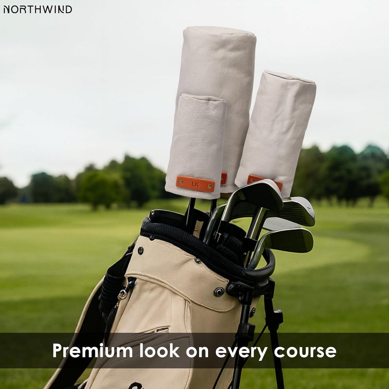 NORTHWIND Personalized Premium Canvas Golf Headcovers – Monogrammed Golf Club Covers with Full-Grain Leather Patch & Faux-Shearling Lining – Handmade in The USA - Image 4